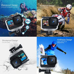 45米防水外殼保護殼，附扣環基本安裝座及螺絲，適用於 GoPro HERO10 Black / HERO9 Black，適用於 GoPro HERO9 Black