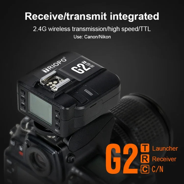 TRIOPO G2 無線閃光燈觸發器 2.4G 收發雙用 TTL 高速觸發器，適用 Nikon 相機，G2 適用 Nikon 相機