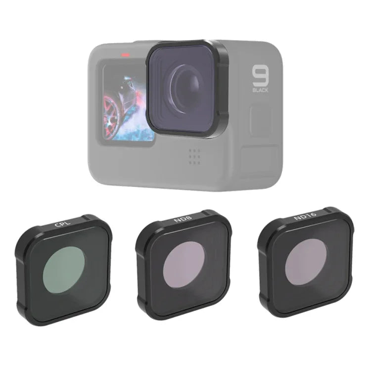 JSR KB 系列 CPL+ND8+ND16 鏡頭濾鏡，適用於 GoPro HERO13 Black /12 Black /11 Black /10 Black /9 Black，3 合 1