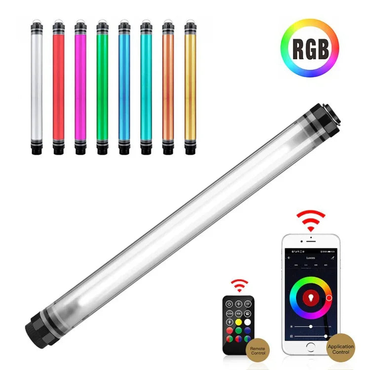 LUXCeO P7RGB Pro 彩色攝影 LED 棒視頻燈 APP 控制 可調色溫 防水手持 LED 補光燈 含遙控器，P7RGB Pro