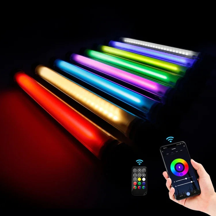 LUXCeO P7RGB Pro 彩色攝影 LED 棒視頻燈 APP 控制 可調色溫 防水手持 LED 補光燈 含遙控器，P7RGB Pro