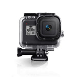 適用於 GoPro HERO8 Black 45米防水保護殼，含扣環基本支架與螺絲及（紫色、紅色、粉色）濾鏡、浮漂握把、背帶及防霧片，黑色 HERO8 保護殼+濾鏡