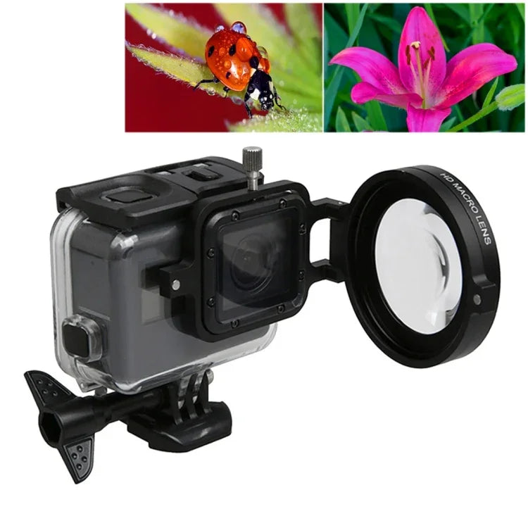 GoPro HERO5 運動攝影機專業 58mm 16X 微距鏡頭近拍濾鏡，含鏡頭底座、轉接環、鏡頭保護蓋、防丟手繩及清潔布