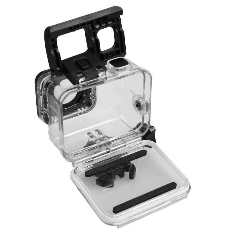 適用於 GoPro HERO5 30米防水 PC & ABS 保護殼，含觸控背蓋、扣環基本支架及長螺絲，背蓋尺寸：7 x 6 公分，保護殼