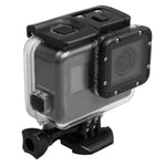 適用於 GoPro HERO5 30米防水 PC & ABS 保護殼，含觸控背蓋、扣環基本支架及長螺絲，背蓋尺寸：7 x 6 公分，保護殼