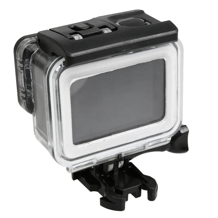 適用於 GoPro HERO5 30米防水 PC & ABS 保護殼，含觸控背蓋、扣環基本支架及長螺絲，背蓋尺寸：7 x 6 公分，保護殼