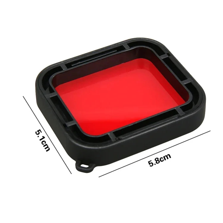 適用GoPro HERO5 30米防水PC與ABS保護殼+相機鏡頭紅色方形濾鏡，含扣環基本安裝座、長螺絲及防丟手繩，保護殼+濾鏡