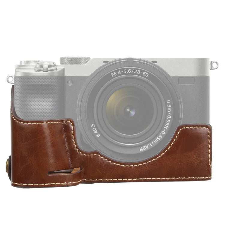 1/4 吋螺紋 PU 皮革相機半套底座 適用 Sony ILCE-7C/A7C，適用 Sony ILCE-7C/A7C