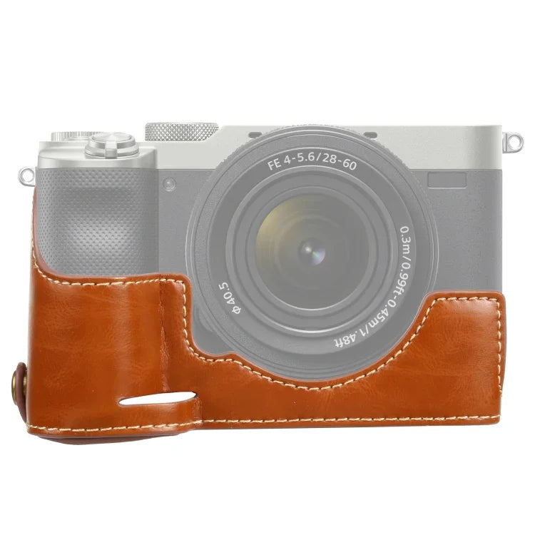 1/4 吋螺紋 PU 皮革相機半套底座 適用 Sony ILCE-7C/A7C，適用 Sony ILCE-7C/A7C