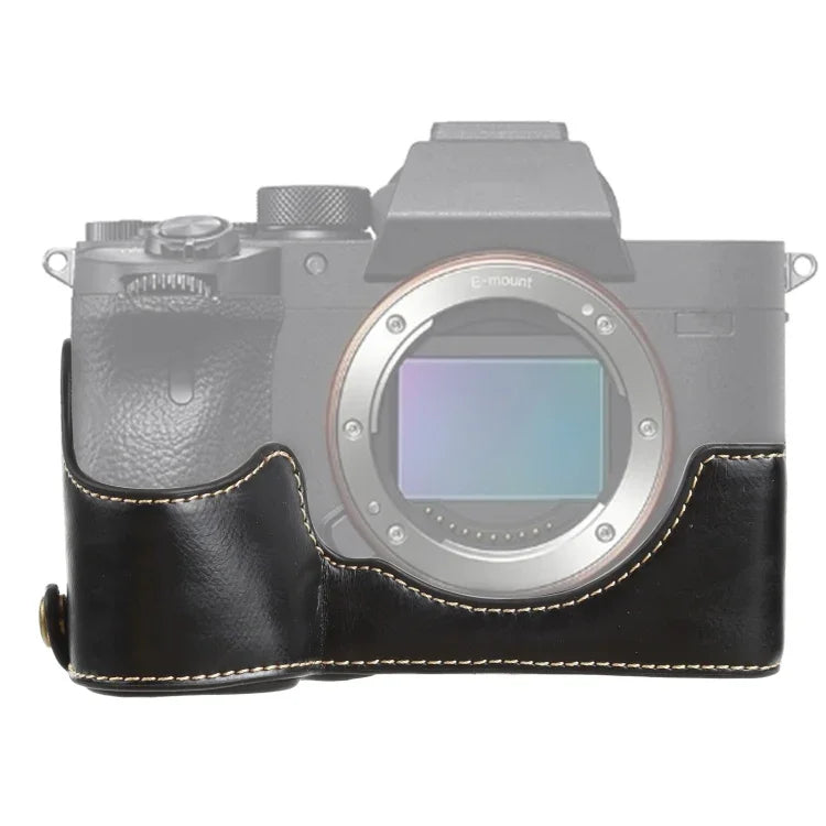 1/4 吋螺紋 PU 皮革相機半套底座 適用 Sony ILCE-7RM4 / A7RM4 / A7R IV，適用 Sony ILCE-7RM4