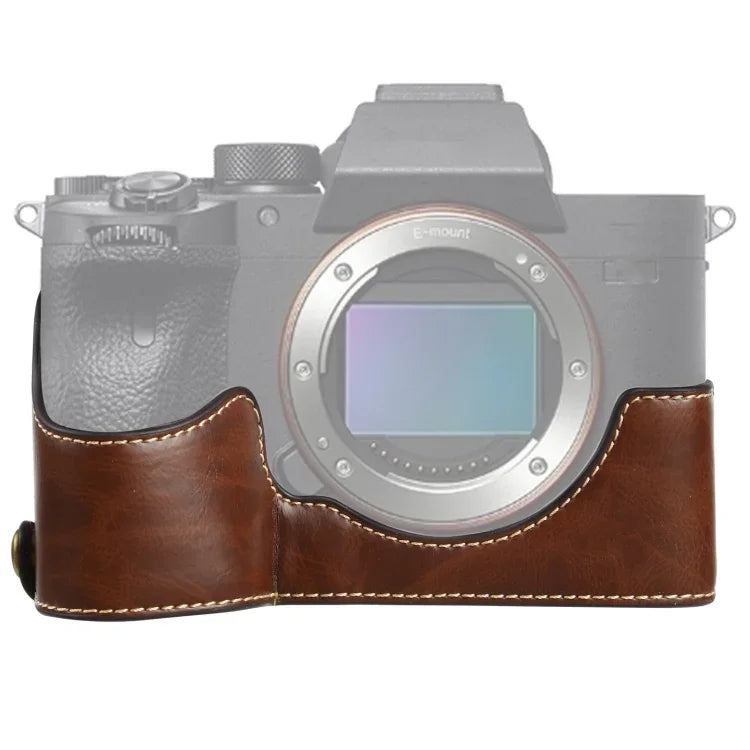 1/4 吋螺紋 PU 皮革相機半套底座 適用 Sony ILCE-7RM4 / A7RM4 / A7R IV，適用 Sony ILCE-7RM4