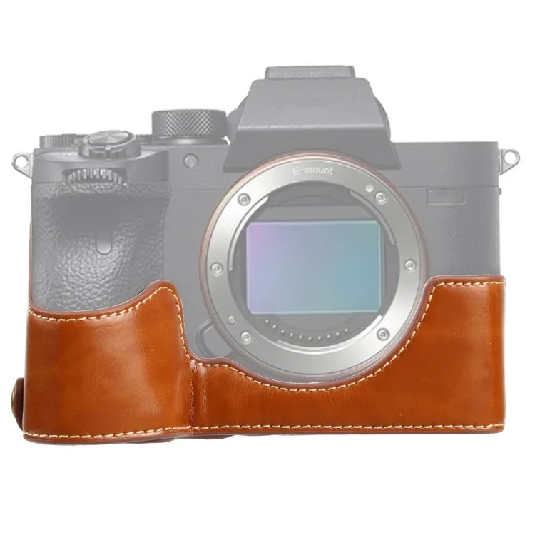 1/4 吋螺紋 PU 皮革相機半套底座 適用 Sony ILCE-7RM4 / A7RM4 / A7R IV，適用 Sony ILCE-7RM4