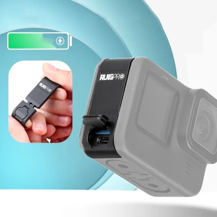 RUIGPRO 鋁合金電池側接口蓋，適用於 GoPro HERO10 Black / HERO9 Black，鋁合金側蓋