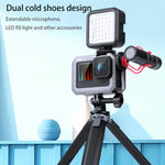 RUIGPRO 適用於 GoPro HERO10 Black / HERO9 Black 金屬邊框保護架，附雙冷靴底座，銀灰色