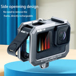 RUIGPRO 適用於 GoPro HERO10 Black / HERO9 Black 金屬邊框保護架，附雙冷靴底座，銀灰色