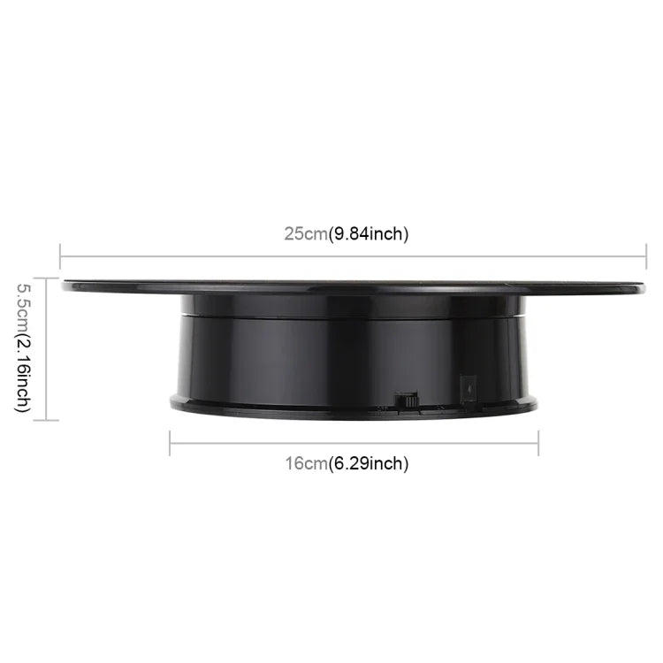 25cm 360度電動旋轉鏡面轉盤展示架，攝影拍攝道具，承重3kg，電池供電，25cm鏡面/電池供電(B)，25cm鏡面/電池供電(W)，25cm鏡面/電池供電(WB)