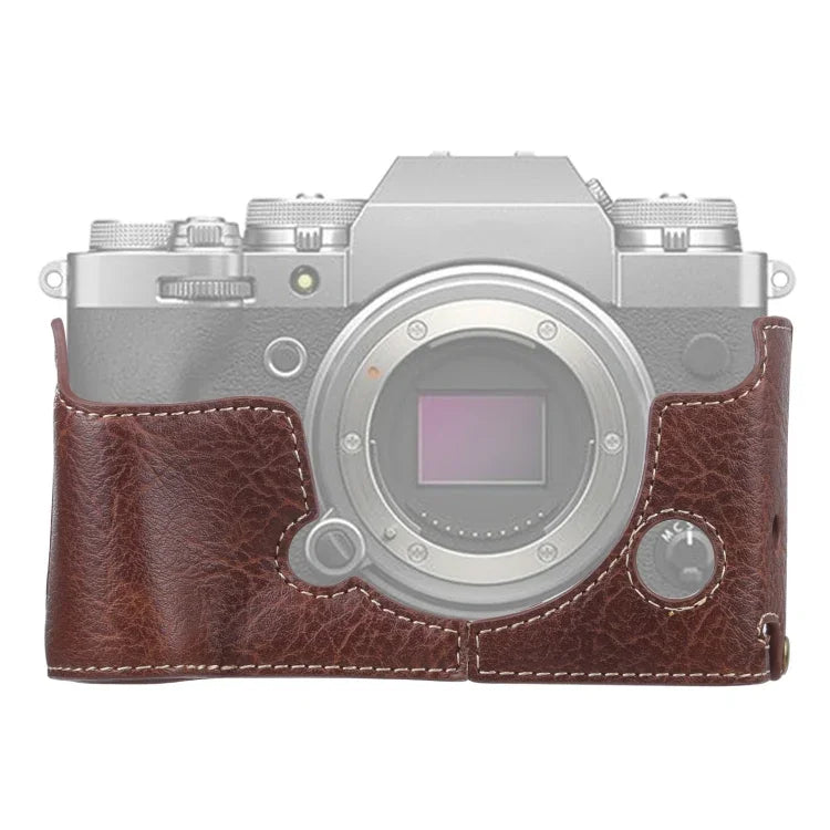 1/4 吋螺紋荔枝紋 PU 皮革相機半套底座，適用於 FUJIFILM X-T4 荔枝紋