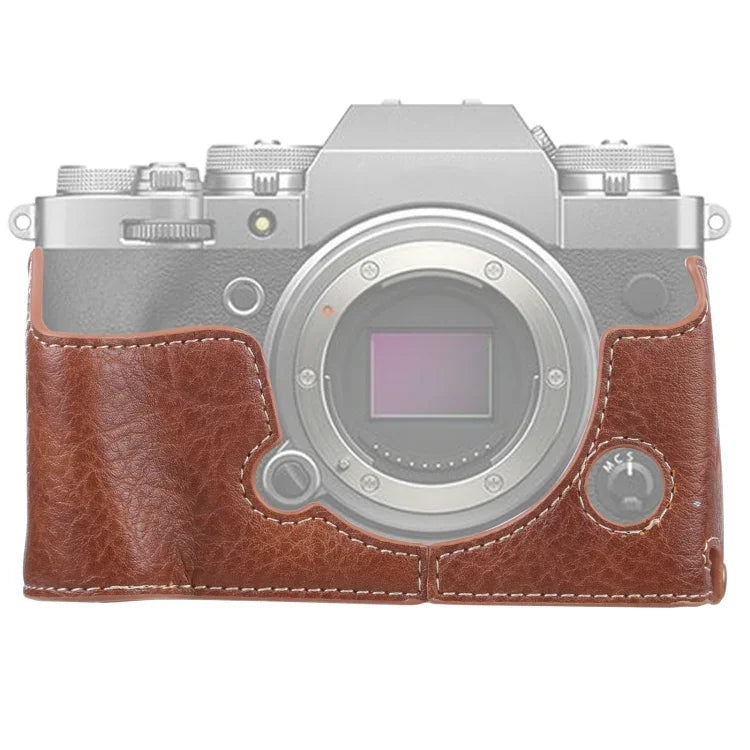 1/4 吋螺紋荔枝紋 PU 皮革相機半套底座，適用於 FUJIFILM X-T4 荔枝紋