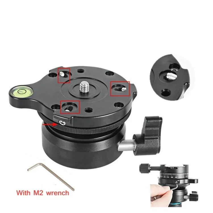 BEXIN DY-60N 3/8 吋螺紋圓頂專業三腳架水平儀 360 度全景雲台底座附氣泡水平儀及 3/8 吋螺絲轉接器, DY-60N 3/8 吋