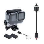 適用於 GoPro HERO10 Black / HERO9 Black 30 米充電防水外殼含扣環基本安裝座及螺絲，適用於 GoPro HERO9 Black / 充電
