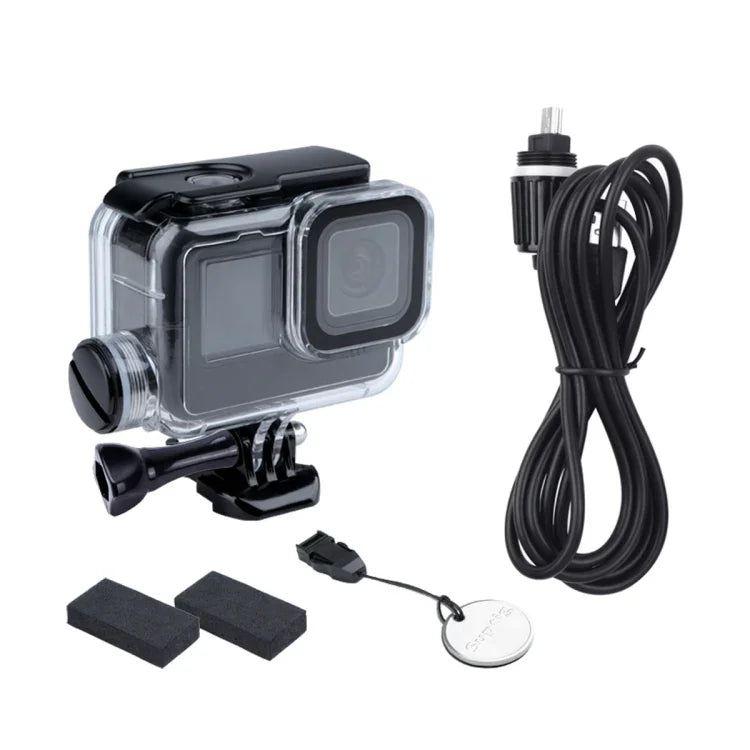 適用於 GoPro HERO10 Black / HERO9 Black 30 米充電防水外殼含扣環基本安裝座及螺絲，適用於 GoPro HERO9 Black / 充電
