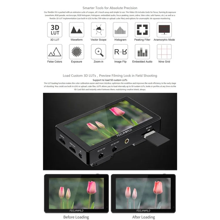 FEELWORLD LUT5 5.5 吋超高亮度 3000nit 觸控螢幕 DSLR 攝影機外接監視器，LUT5