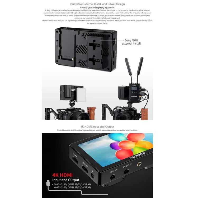 FEELWORLD LUT5 5.5 吋超高亮度 3000nit 觸控螢幕 DSLR 攝影機外接監視器，LUT5