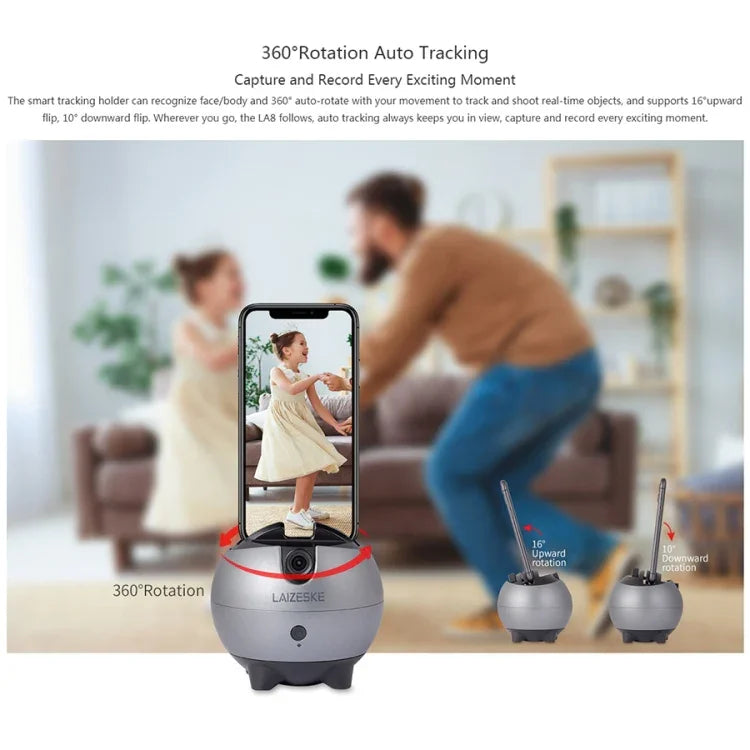 LAIZESKE LA8 智能機器人攝影師 360 度自動追蹤手機支架，LA8