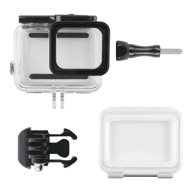 45米防水外殼保護套 + 觸控螢幕背蓋，適用於GoPro NEW HERO /HERO6 /5，附扣環基本固定座及螺絲，無需拆鏡頭，觸控螢幕（透明）