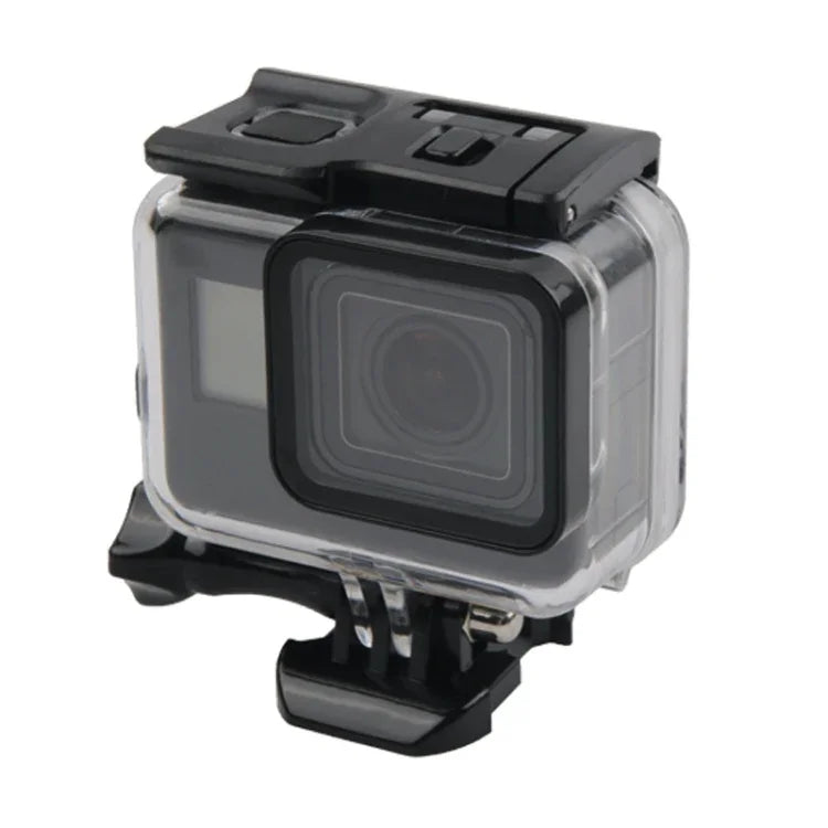 45米防水外殼保護套 + 觸控螢幕背蓋，適用於GoPro NEW HERO /HERO6 /5，附扣環基本固定座及螺絲，無需拆鏡頭，觸控螢幕（透明）