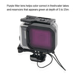 45米防水外殼保護套 + 觸控螢幕背蓋，適用於GoPro NEW HERO /HERO6 /5，附扣環基本固定座及螺絲及（紫色、紅色、粉色）濾鏡，無需拆鏡頭，觸控螢幕 + 濾鏡（透明）