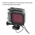45米防水外殼保護套 + 觸控螢幕背蓋，適用於GoPro NEW HERO /HERO6 /5，附扣環基本固定座及螺絲及（紫色、紅色、粉色）濾鏡，無需拆鏡頭，觸控螢幕 + 濾鏡（透明）