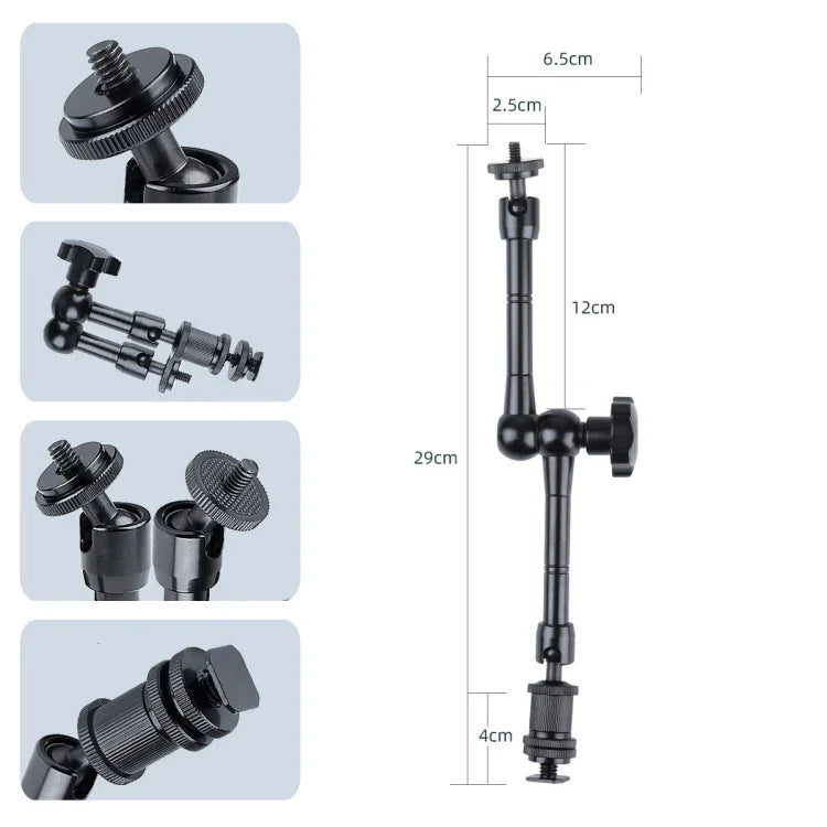 11 inch Adjustable Friction Articulating Magic Arm + Large Claws Clips with Phone Clamp, 11 inch Magic Arm + Claws Clips with Phone Clamp