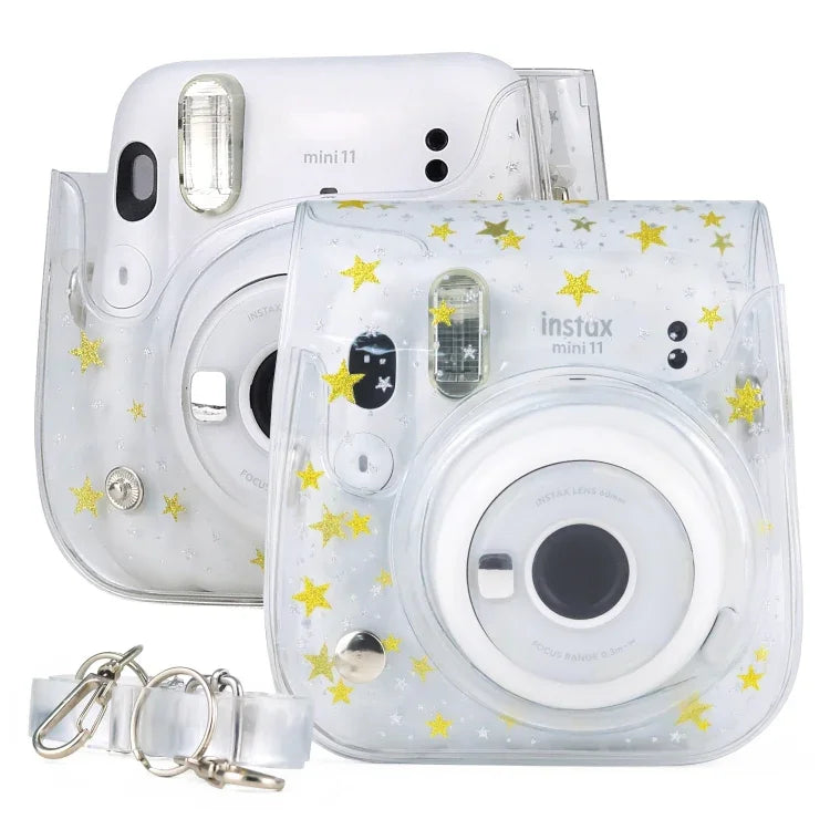 Stars 水晶 PVC 硬殼相機包附肩帶 適用 FUJIFILM Instax Mini 11，透明