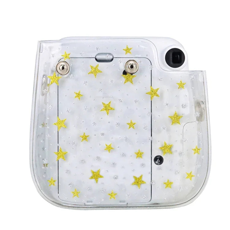 Stars 水晶 PVC 硬殼相機包附肩帶 適用 FUJIFILM Instax Mini 11，透明