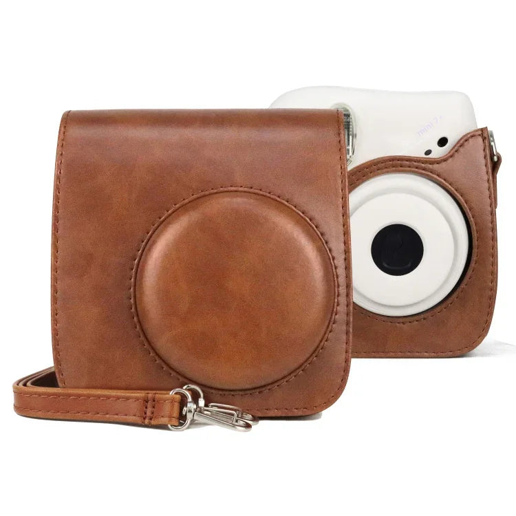 FUJIFILM instax mini 7+ 復古全身 PU 皮革相機包附背帶，適用於 FUJIFILM instax mini 7+