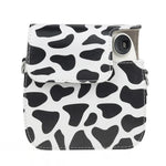 牛奶牛全身 PU 皮革相機包附背帶，適用於 FUJIFILM instax mini 7+，牛奶牛