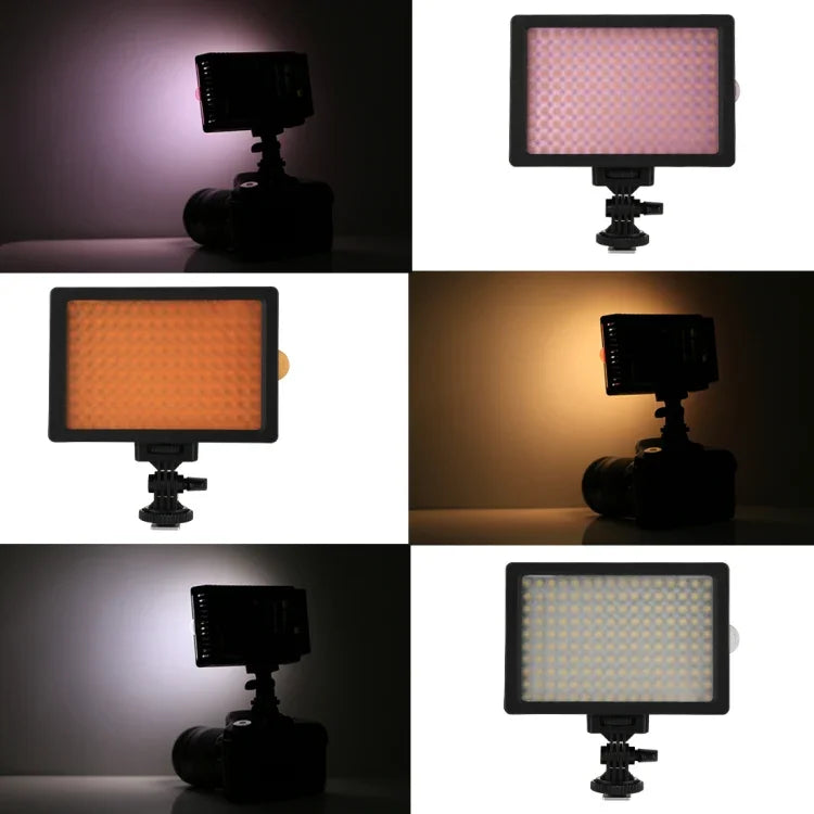 HD-160 白光 LED 攝影燈，適用於 Canon、Nikon DSLR 相機，附 3 片濾光片，HD-160