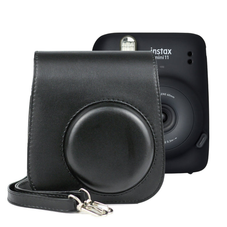 純色全包覆相機皮革保護套，附背帶，適用於 FUJIFILM Instax mini 11