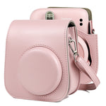 純色全包覆相機皮革保護套，附背帶，適用於 FUJIFILM Instax mini 11