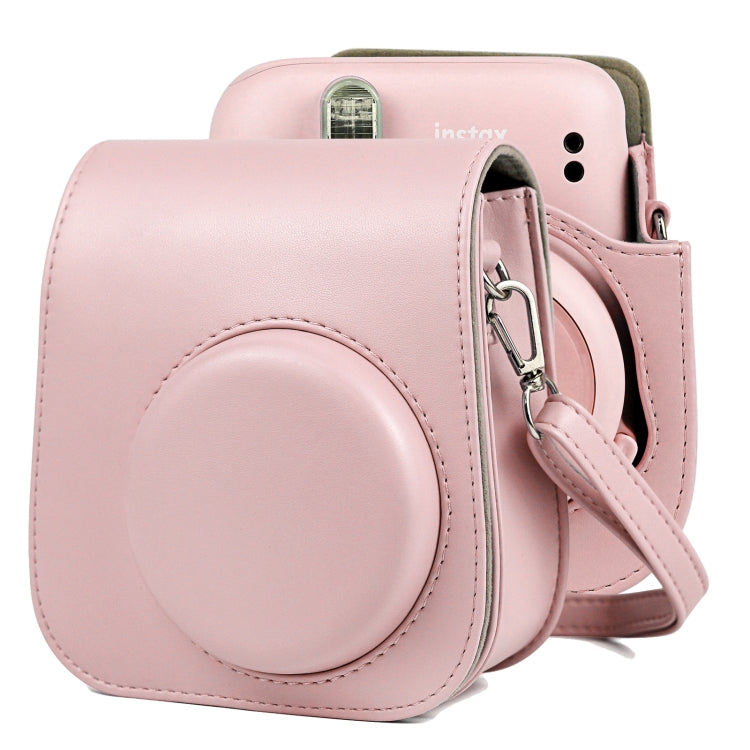 純色全包覆相機皮革保護套，附背帶，適用於 FUJIFILM Instax mini 11
