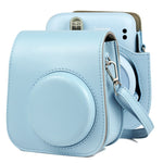 純色全包覆相機皮革保護套，附背帶，適用於 FUJIFILM Instax mini 11
