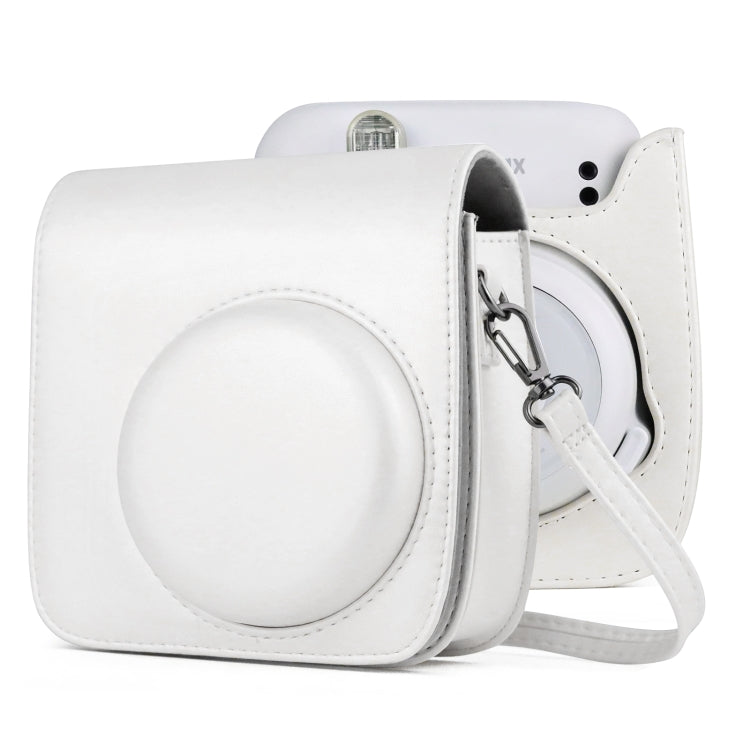 純色全包覆相機皮革保護套，附背帶，適用於 FUJIFILM Instax mini 11