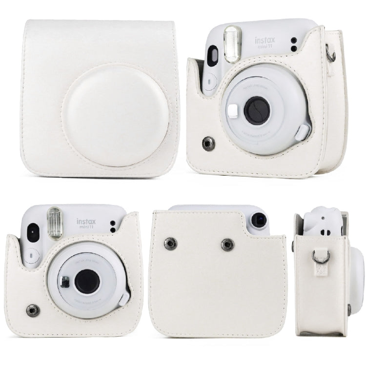純色全包覆相機皮革保護套，附背帶，適用於 FUJIFILM Instax mini 11