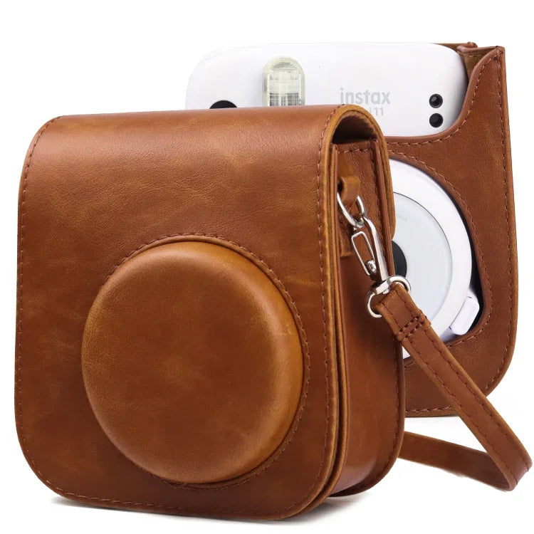 復古全身相機皮革保護包附背帶，適用於 FUJIFILM Instax mini 11，FUJIFILM Instax mini 11