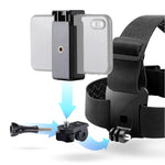 彈性固定帶可調頭帶，附手機夾、螺絲及S型轉接器，適用於GoPro HERO10 Black / HERO9 Black /8 /7 /6 /5、小蟻及其他運動相機、智慧型手機