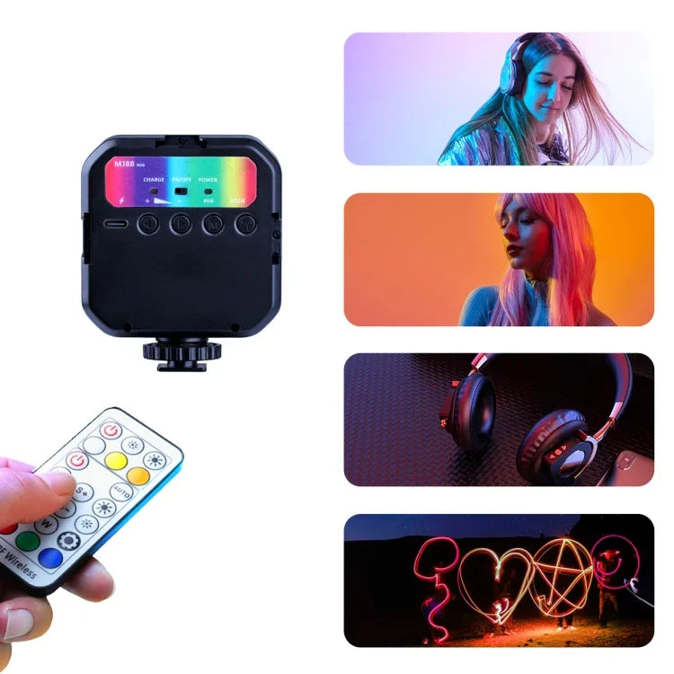 MJ88 口袋型 3000-7000K+RGB 全彩美顏補光燈，手持攝影直播 LED 燈，附遙控器，MJ88