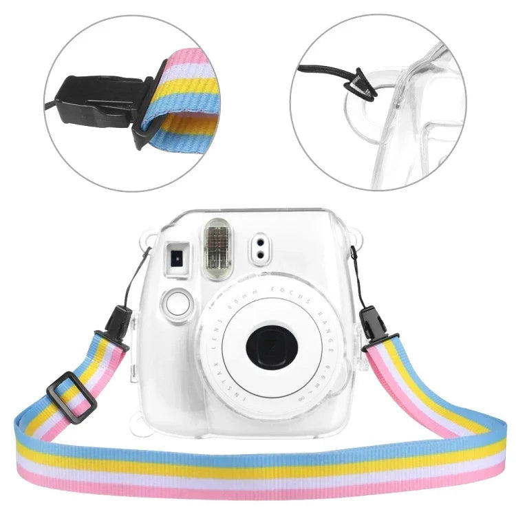 帶掛繩的保護透明殼，適用於FUJIFILM instax mini 9 / mini 8+ / mini 8，適用於FUJIFILM instax mini 9