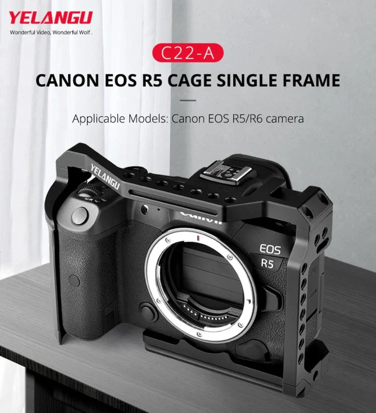 YELANGU C22-A YLG0334B-A 攝影機籠穩定器，適用Canon EOS R5/R6/R，YLG0334B-A