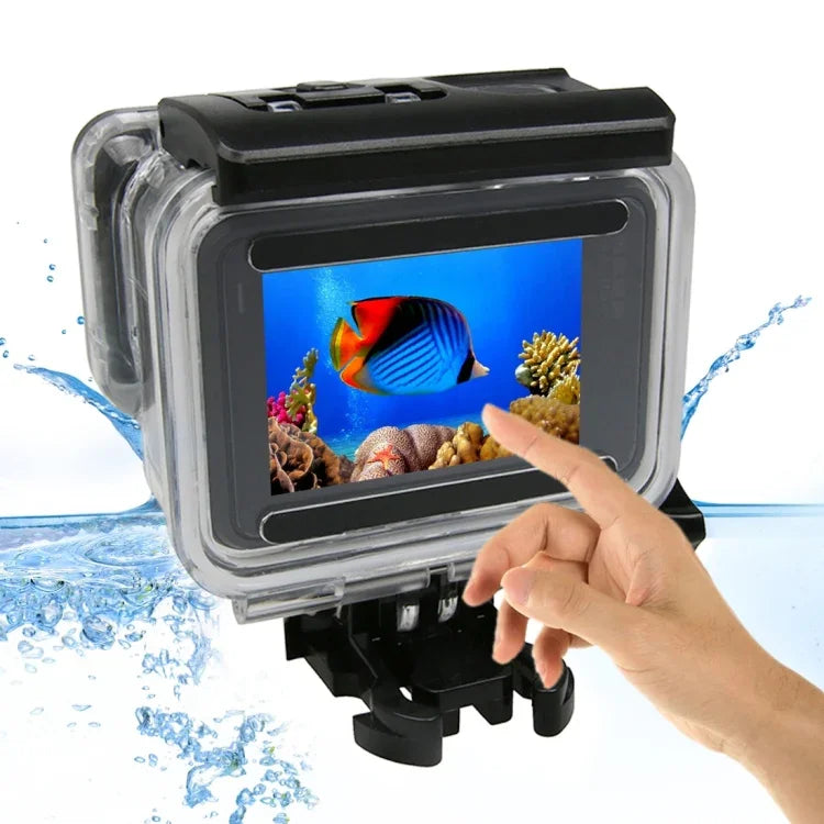 適用於 GoPro HERO6 /5 觸控螢幕 45米防水保護殼，帶扣環基本支架及螺絲，無需拆卸鏡頭，45米防水
